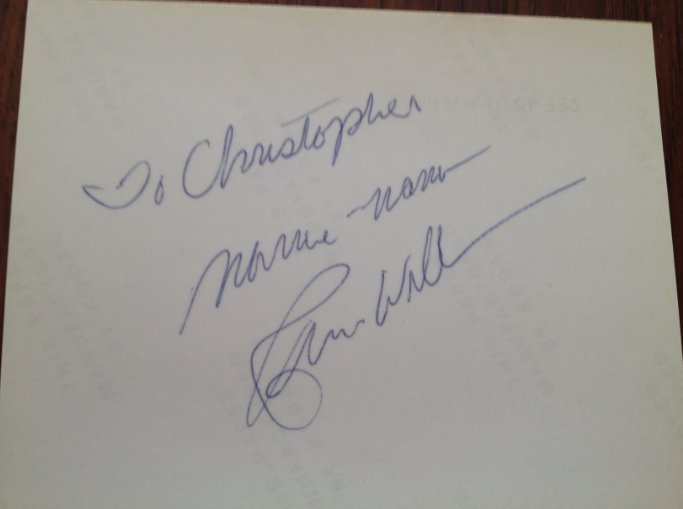 Robin Williams' autograph, courtesy of Chris Penne.